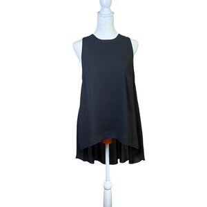 Aryeh Tunic Top Sleeveless Black Minimalist Lagenlook Boho High-Low Size Small